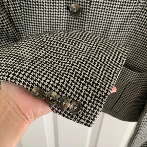 Lauren Ralph Lauren women’s houndstooth wool blazer jacket size 8 Neutral - Picture 6 of 11